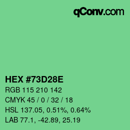 Color code: HEX #73D28E | qconv.com