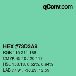 カラーコード: HEX #73D3A8 | qconv.com