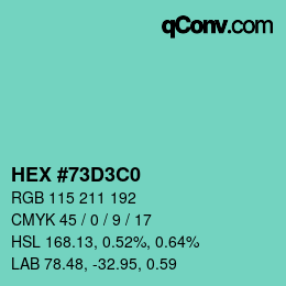 カラーコード: HEX #73D3C0 | qconv.com