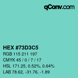 Color code: HEX #73D3C5 | qconv.com