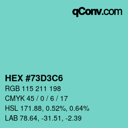 Color code: HEX #73D3C6 | qconv.com