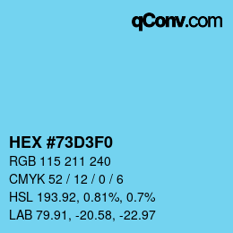 Color code: HEX #73D3F0 | qconv.com