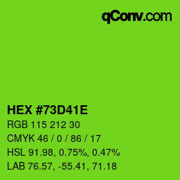 Color code: HEX #73D41E | qconv.com