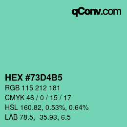 カラーコード: HEX #73D4B5 | qconv.com