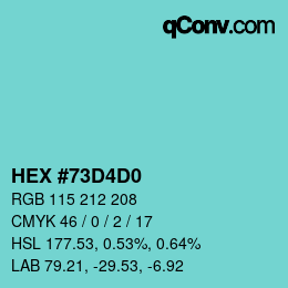 カラーコード: HEX #73D4D0 | qconv.com
