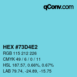 カラーコード: HEX #73D4E2 | qconv.com