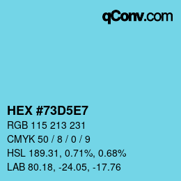 Farbcode: HEX #73D5E7 | qconv.com