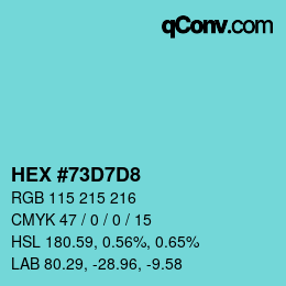 カラーコード: HEX #73D7D8 | qconv.com