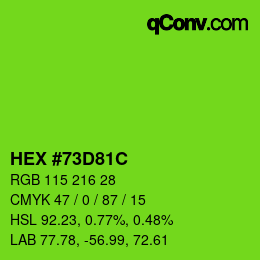 Color code: HEX #73D81C | qconv.com