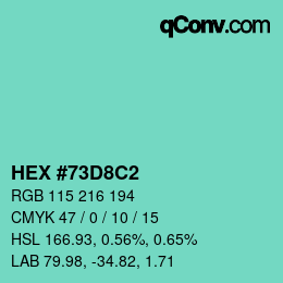 颜色代码: HEX #73D8C2 | qconv.com
