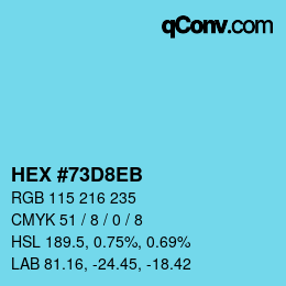 Color code: HEX #73D8EB | qconv.com
