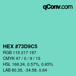 カラーコード: HEX #73D9C5 | qconv.com