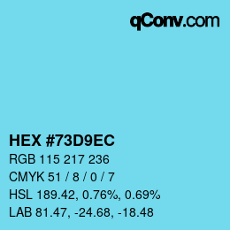 Color code: HEX #73D9EC | qconv.com