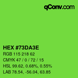 カラーコード: HEX #73DA3E | qconv.com