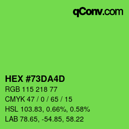 カラーコード: HEX #73DA4D | qconv.com