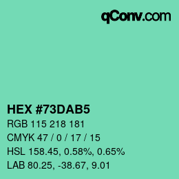 カラーコード: HEX #73DAB5 | qconv.com