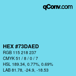 颜色代码: HEX #73DAED | qconv.com