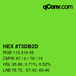 カラーコード: HEX #73DB2D | qconv.com