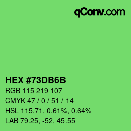 颜色代码: HEX #73DB6B | qconv.com