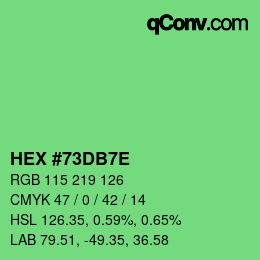 Color code: HEX #73DB7E | qconv.com