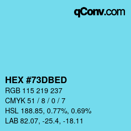 Color code: HEX #73DBED | qconv.com