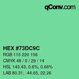 Color code: HEX #73DC9C | qconv.com