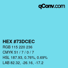 Color code: HEX #73DCEC | qconv.com