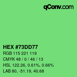 カラーコード: HEX #73DD77 | qconv.com