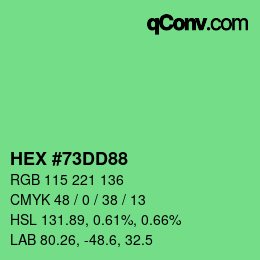 Código de color: HEX #73DD88 | qconv.com