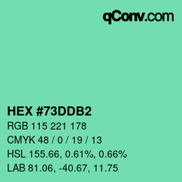 颜色代码: HEX #73DDB2 | qconv.com