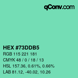 Color code: HEX #73DDB5 | qconv.com