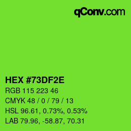 Color code: HEX #73DF2E | qconv.com