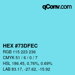 カラーコード: HEX #73DFEC | qconv.com