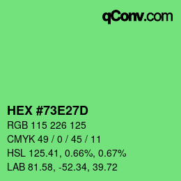 Color code: HEX #73E27D | qconv.com