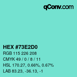 カラーコード: HEX #73E2D0 | qconv.com