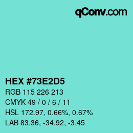 颜色代码: HEX #73E2D5 | qconv.com