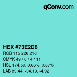 Color code: HEX #73E2D8 | qconv.com