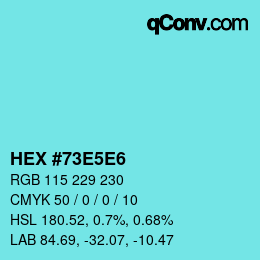 カラーコード: HEX #73E5E6 | qconv.com