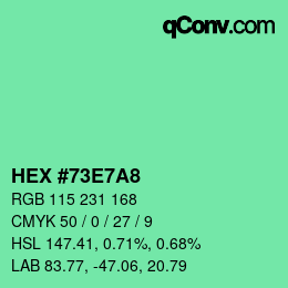 カラーコード: HEX #73E7A8 | qconv.com