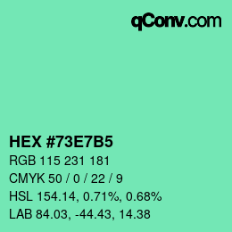 カラーコード: HEX #73E7B5 | qconv.com