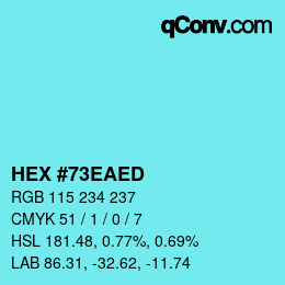 カラーコード: HEX #73EAED | qconv.com