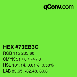 Farbcode: HEX #73EB3C | qconv.com