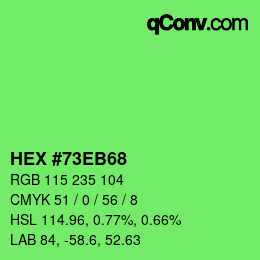 Color code: HEX #73EB68 | qconv.com
