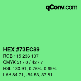 カラーコード: HEX #73EC89 | qconv.com