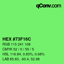 颜色代码: HEX #73F16C | qconv.com