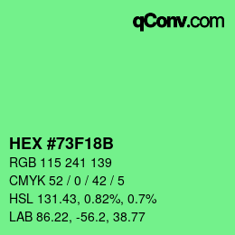Color code: HEX #73F18B | qconv.com