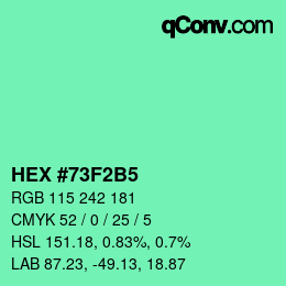 颜色代码: HEX #73F2B5 | qconv.com