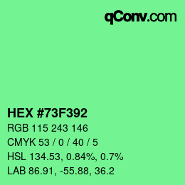 Color code: HEX #73F392 | qconv.com