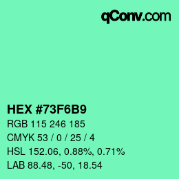 Color code: HEX #73F6B9 | qconv.com