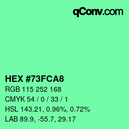 カラーコード: HEX #73FCA8 | qconv.com
